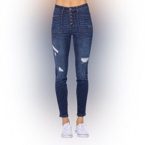 NWOT Judy Blue Cargo Patch High Rise Skinny Jeans size 13